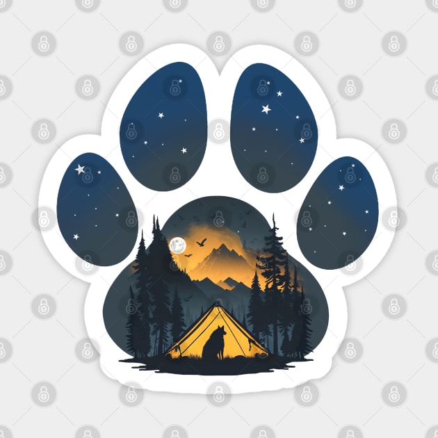 Outdoor, camping, Cute canine watercolor Colorful Dog Paw Print, Animals Lovers, dog lovers Sticker by Collagedream